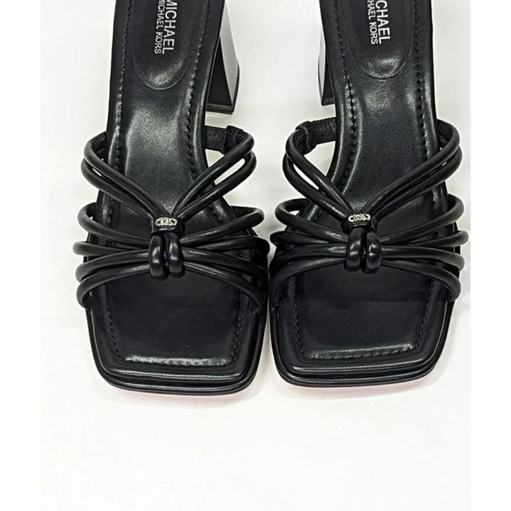 Michael Kors Women's Astra Black Leather Strappy Sandals Size 6.5 (MSRP $145)